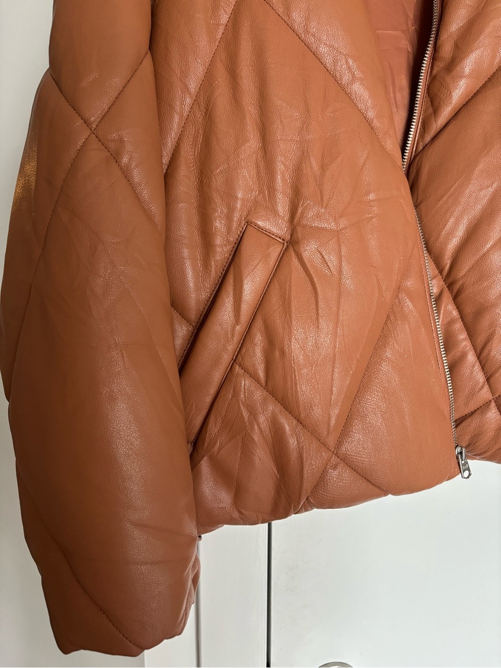Abercrombie & Fitch Women's Diamond Puffer - Vegan Leather - Tan - Medium - Picture 8 of 12